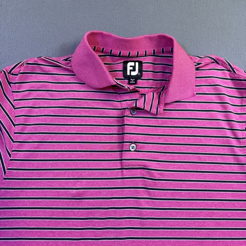 FootJoy SHIRT MENS SMALL PINK STRIPE Performance Golf Polo - Picture 2 of 7